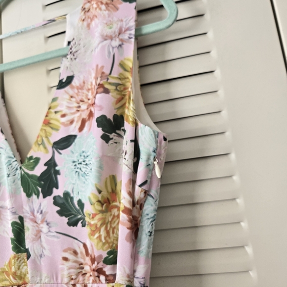Sam Edelman Dress Midi Pink Floral Print Double V Neck Size 4 #201 - Picture 6 of 11